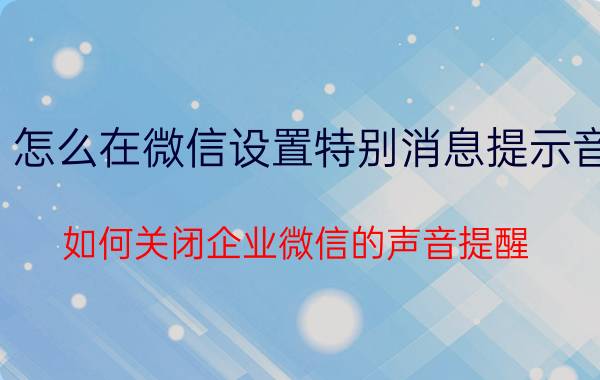 怎么在微信设置特别消息提示音 如何关闭企业微信的声音提醒？